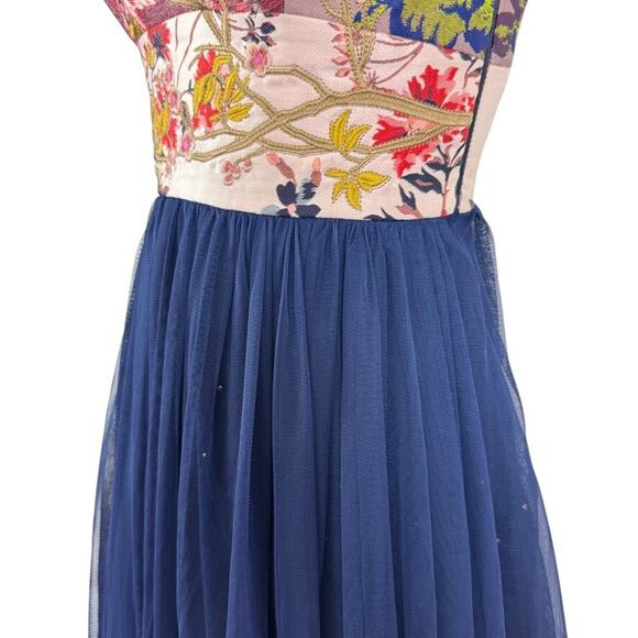 Moulinette Soeurs Anthropologie Fairy Whimsigoth Navy Tulle Embroidered Dress 0 - Picture 9 of 15